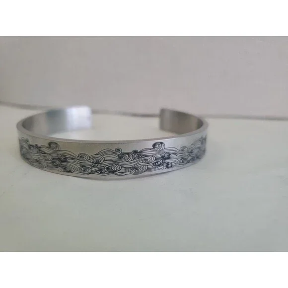 Inspirational Cuff Bracelet Gift Stainless Steel Engraved Bangle - Picture 3 of 11